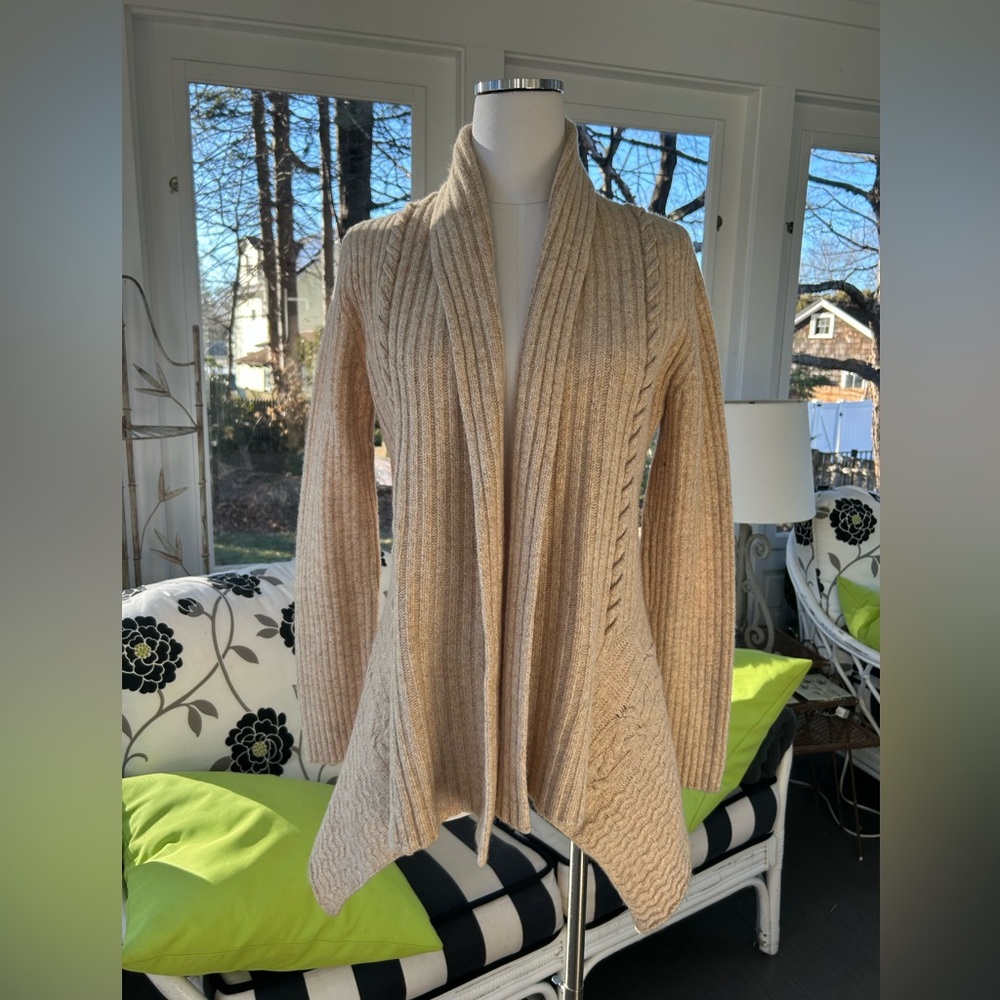 Anthropologie Tan Waterfall Cardigan Long Sleeve Sweater